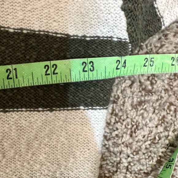 LOFT Green Cream Striped Cardigan V Neck Button Front Large NWT - Picture 5 of 7